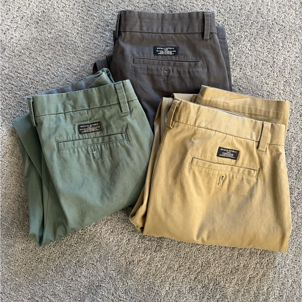 Men's Chino Pants in Olive, Charcoal, and Tan 32x34